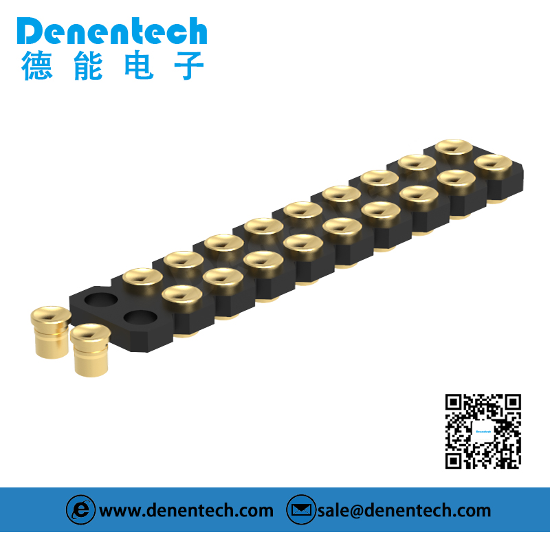 Denentech 2.54MM pogo pin H1.27MM dual row female straight SMT concave Pogo Pin Test Probe pogo pin connector